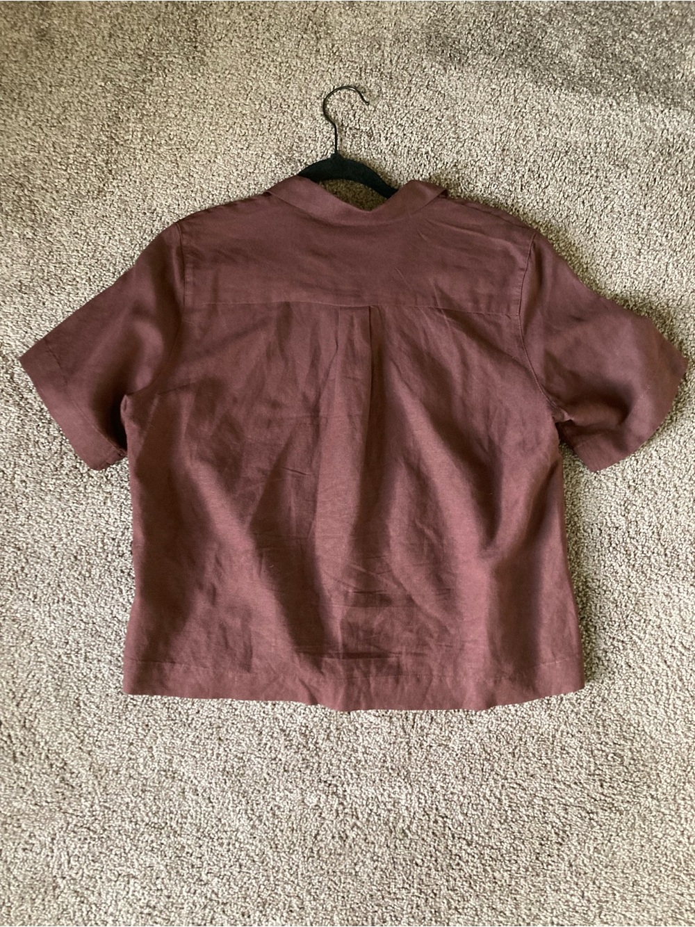 Uniqlo Relaxed Camp Collar Button-Front Top - Brown - Picture 4 of 5